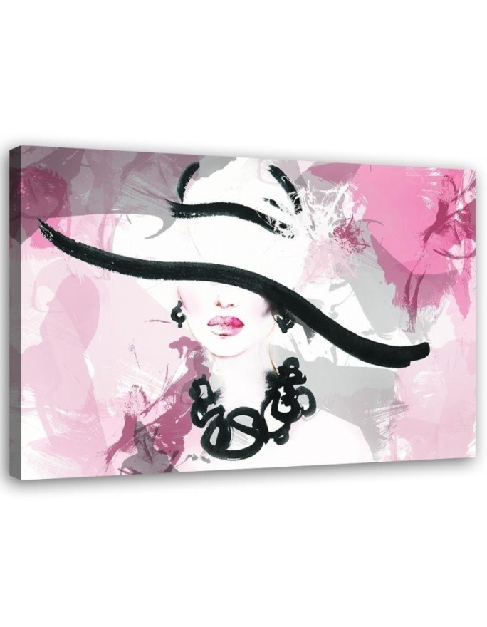 Modernes Wandbild - Glamour Frau mit Hut | Feeby