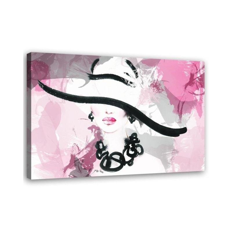 Modernes Wandbild - Glamour Frau mit Hut | Feeby