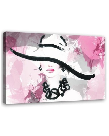 Modernes Wandbild - Glamour Frau mit Hut | Feeby