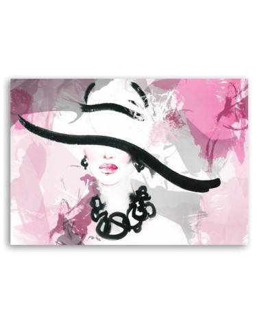 Modernes Wandbild - Glamour Frau mit Hut | Feeby