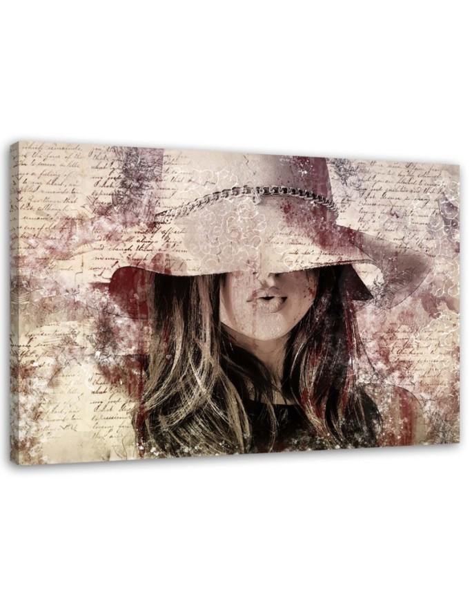 Leinwandbild - Schöne Frau mit Hut | Feeby