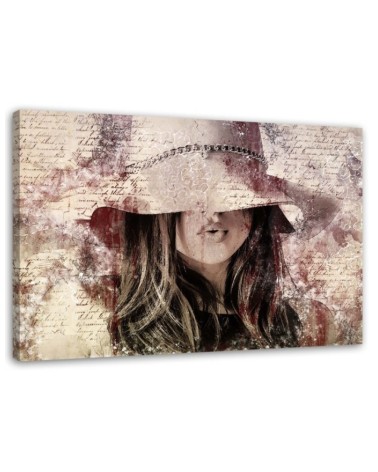 Leinwandbild - Schöne Frau mit Hut | Feeby