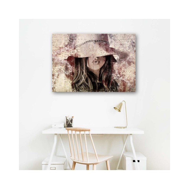 Leinwandbild - Schöne Frau mit Hut | Feeby
