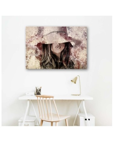 Leinwandbild - Schöne Frau mit Hut | Feeby