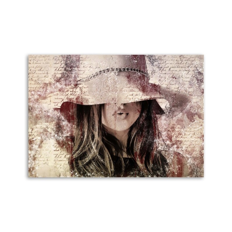 Leinwandbild - Schöne Frau mit Hut | Feeby