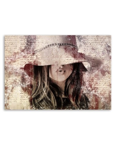 Leinwandbild - Schöne Frau mit Hut | Feeby