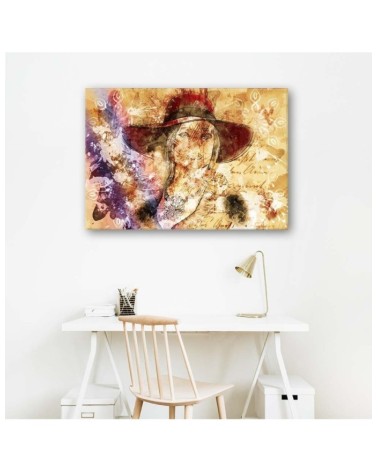Leinwandbild modern - Frau mit rotem Hut | Feeby