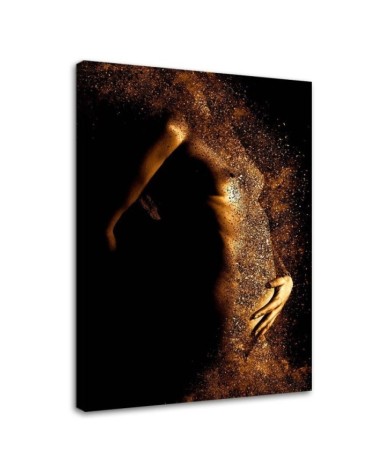 Leinwandbild - Weiblicher Akt in Goldstaub | Feeby