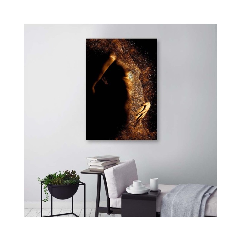 Leinwandbild - Weiblicher Akt in Goldstaub | Feeby