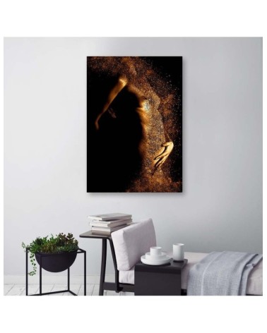 Leinwandbild - Weiblicher Akt in Goldstaub | Feeby