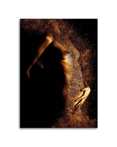 Leinwandbild - Weiblicher Akt in Goldstaub | Feeby