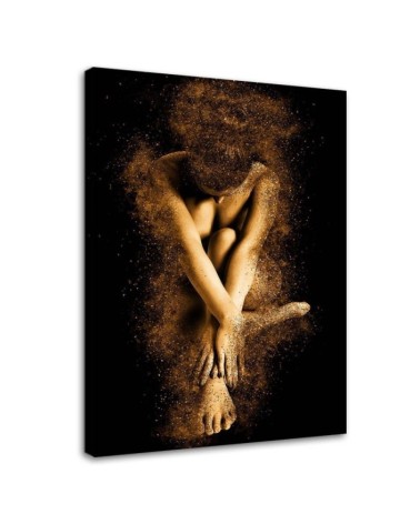 Bild auf Leinwand - Nackter weiblicher Körper in Goldstaub | Feeby