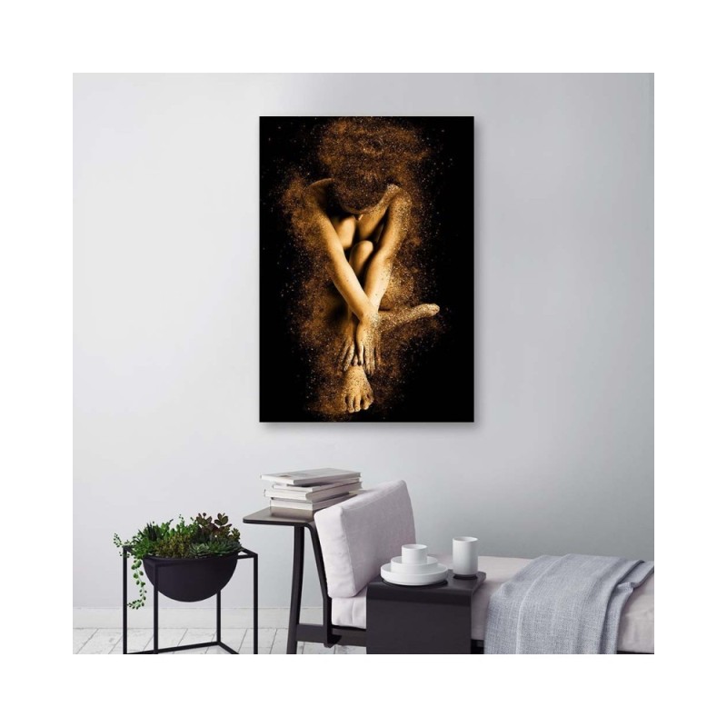 Bild auf Leinwand - Nackter weiblicher Körper in Goldstaub | Feeby