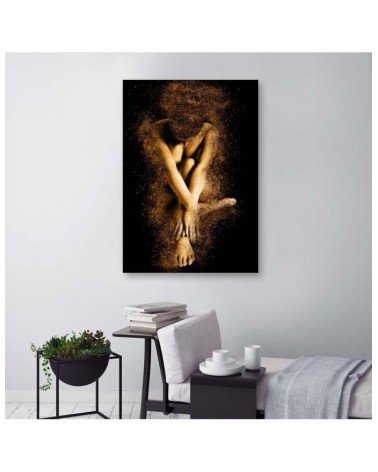 Bild auf Leinwand - Nackter weiblicher Körper in Goldstaub | Feeby