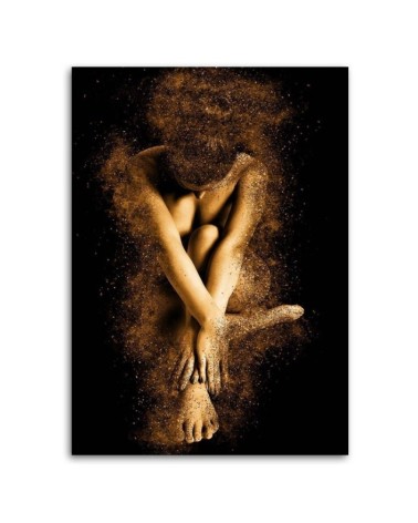 Bild auf Leinwand - Nackter weiblicher Körper in Goldstaub | Feeby
