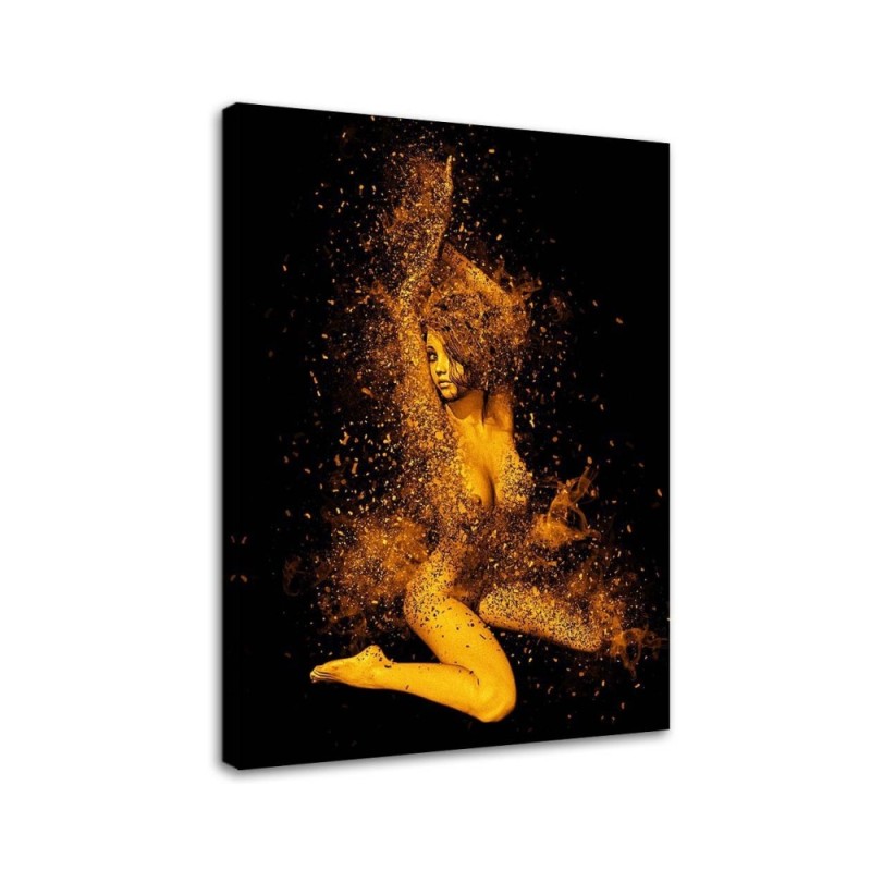 Leinwandbild - Nackte Frau in Goldstaub | Feeby