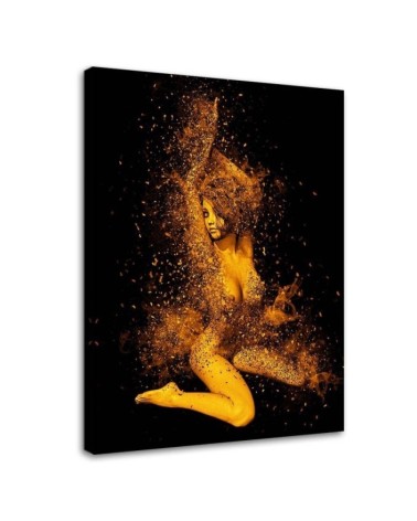 Leinwandbild - Nackte Frau in Goldstaub | Feeby