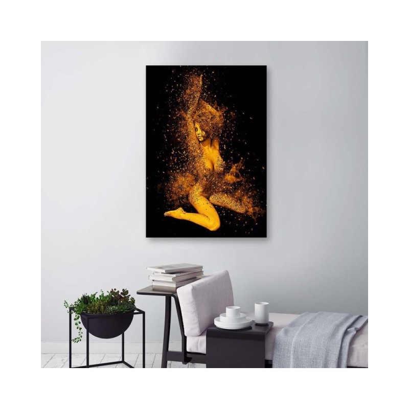 Leinwandbild - Nackte Frau in Goldstaub | Feeby