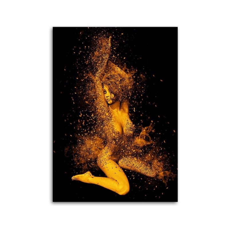 Leinwandbild - Nackte Frau in Goldstaub | Feeby