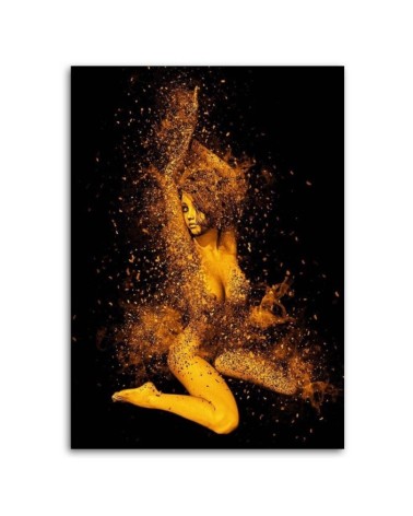 Leinwandbild - Nackte Frau in Goldstaub | Feeby