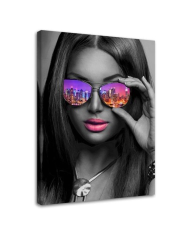 Leinwandbild - Pop Art Mädchen mit Brille New York | Feeby