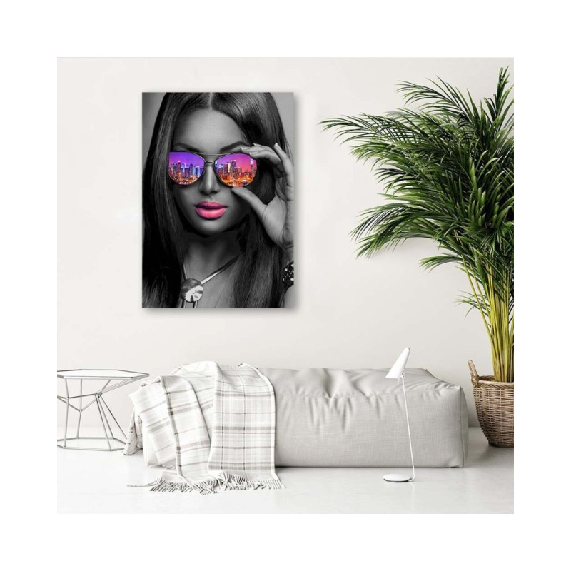 Leinwandbild - Pop Art Mädchen mit Brille New York | Feeby