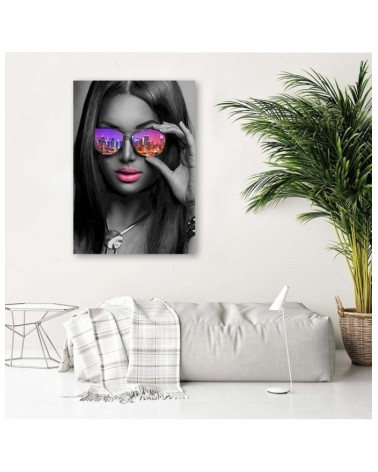 Leinwandbild - Pop Art Mädchen mit Brille New York | Feeby