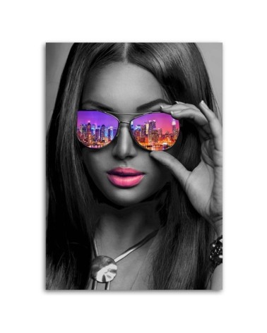 Leinwandbild - Pop Art Mädchen mit Brille New York | Feeby