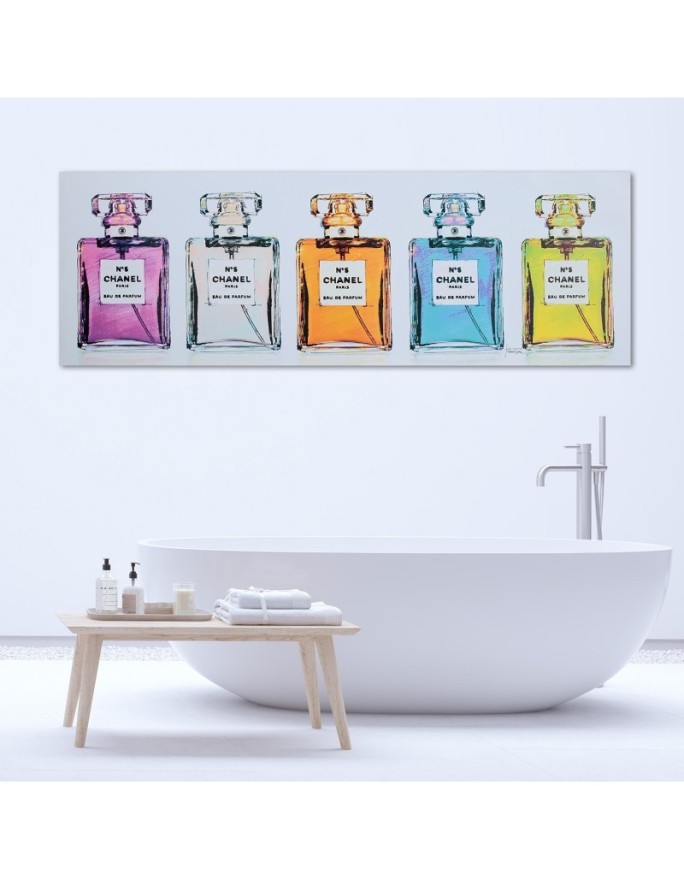 Modne obrazy do salonu i sypialni - Kolorowe buteleczki perfum | FEEBY