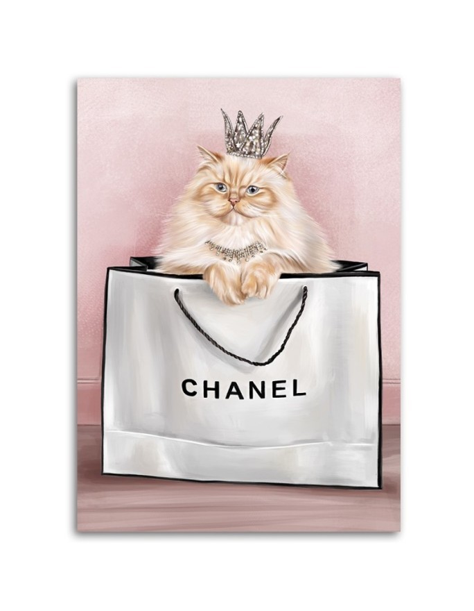 Obrazy glamour - Kot w torbie chanel | FEEBY