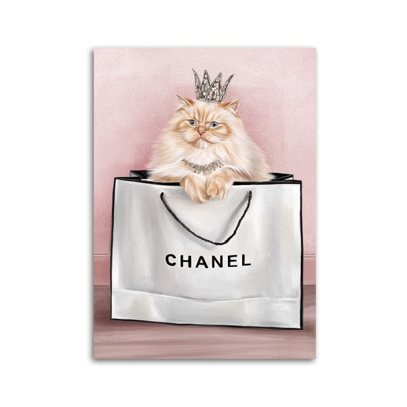 Obrazy glamour - Kot w torbie chanel | FEEBY