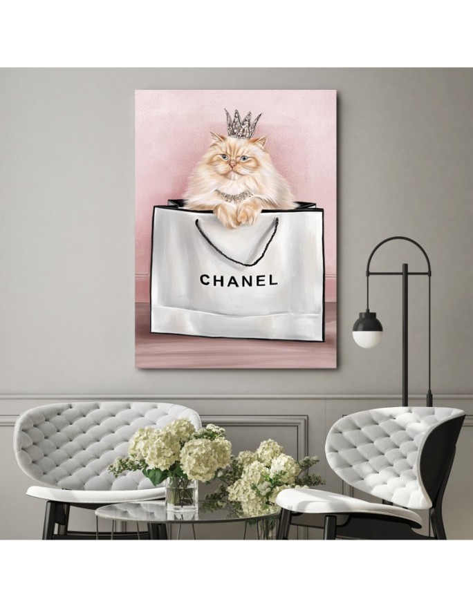 Obrazy glamour - Kot w torbie chanel | FEEBY
