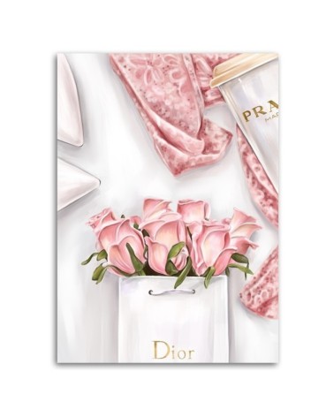 Glamour wall art  Canvas prints - Roses in a Dior bag | FEEBY