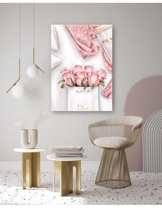 Obrazy na ścianę glamour - Róże w torbie Dior | FEEBY