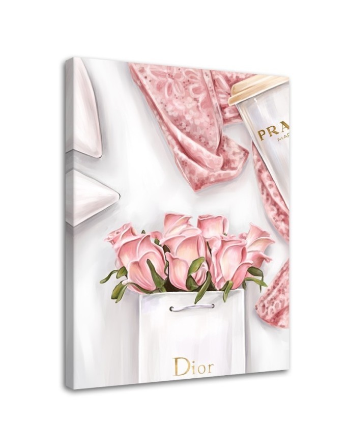 Obrazy na ścianę glamour - Róże w torbie Dior | FEEBY