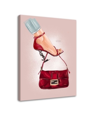Glamour Canvas prints for the living room - Red handbag stilettos | FEEBY