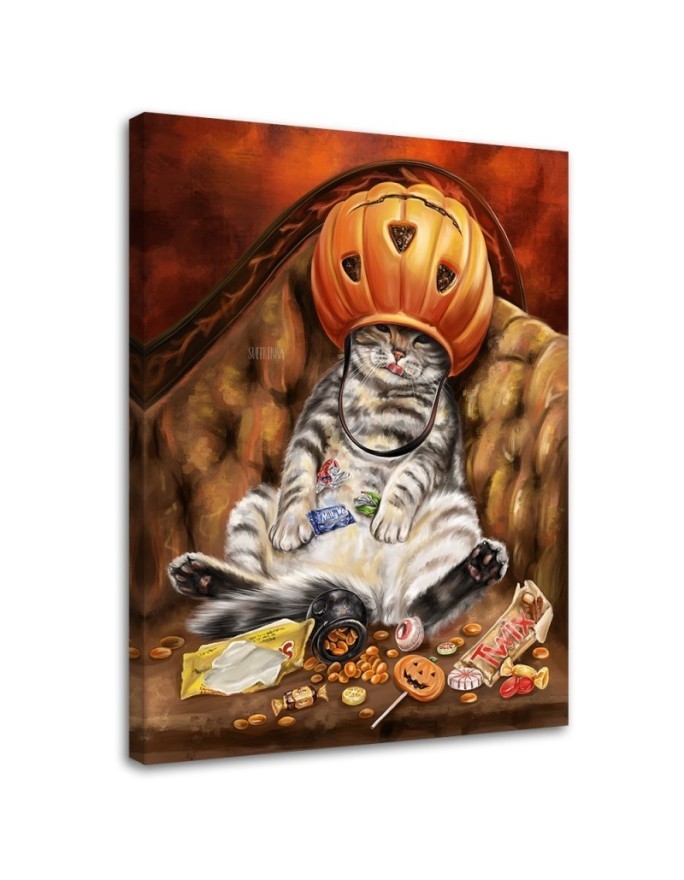 Nowoczesny obraz do salonu - Kocie halloween Svetrinka.art | FEEBY