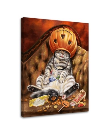 Modern Canvas painting for living room - Cat halloween Svetrinka.art | FEEBY