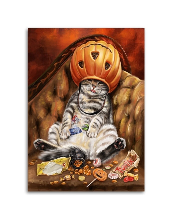 Nowoczesny obraz do salonu - Kocie halloween Svetrinka.art | FEEBY