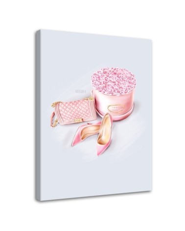 Canvas prints for bathroom, living room glamour - Pink feminine set | FEEBY