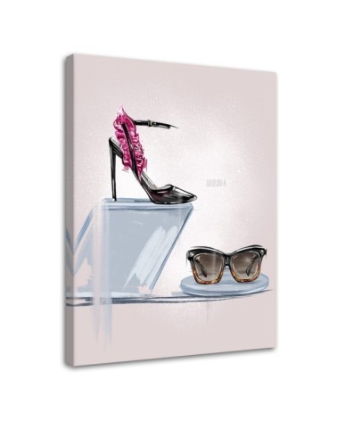Elegant Canvas prints for bedroom - Stilettos and glasses glamour | FEEBY