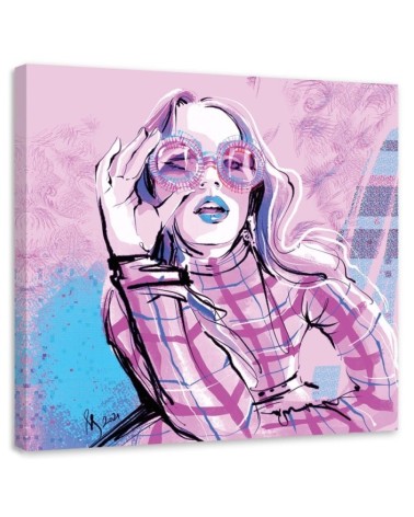 Fashion Prints on Canvas - Retro Pink Female Fashion Irina Sadykova | FEEBY