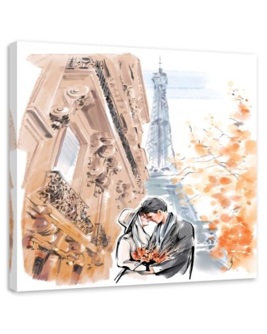 Canvas prints for bedroom - Paris Couple Love Walk Irina Sadykova | FEEBY