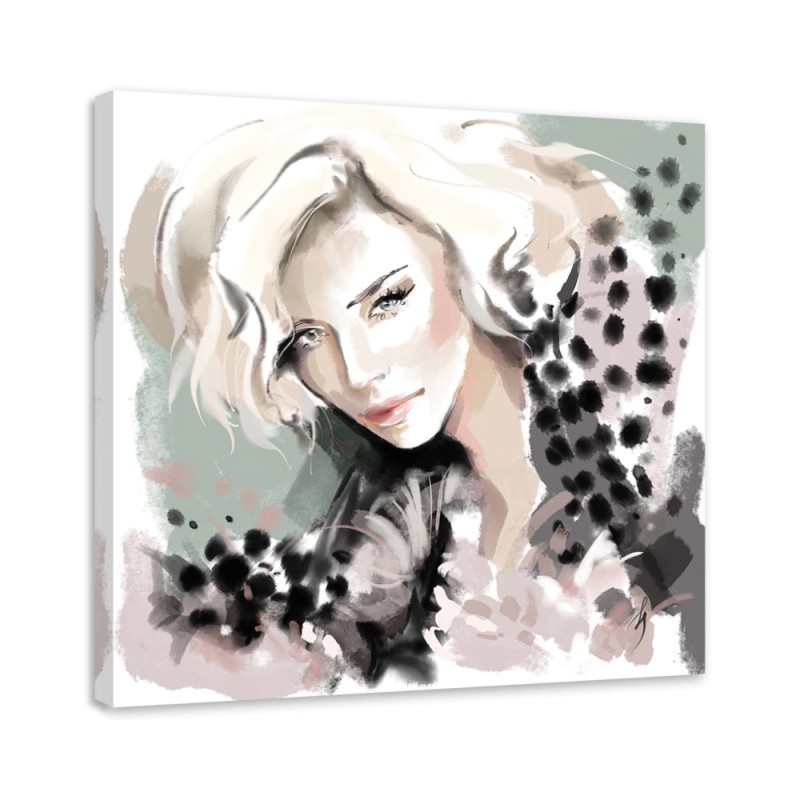 Stylowe obrazy - Kobieta Blond Twarz Futro Moda Irina Sadykova | FEEBY
