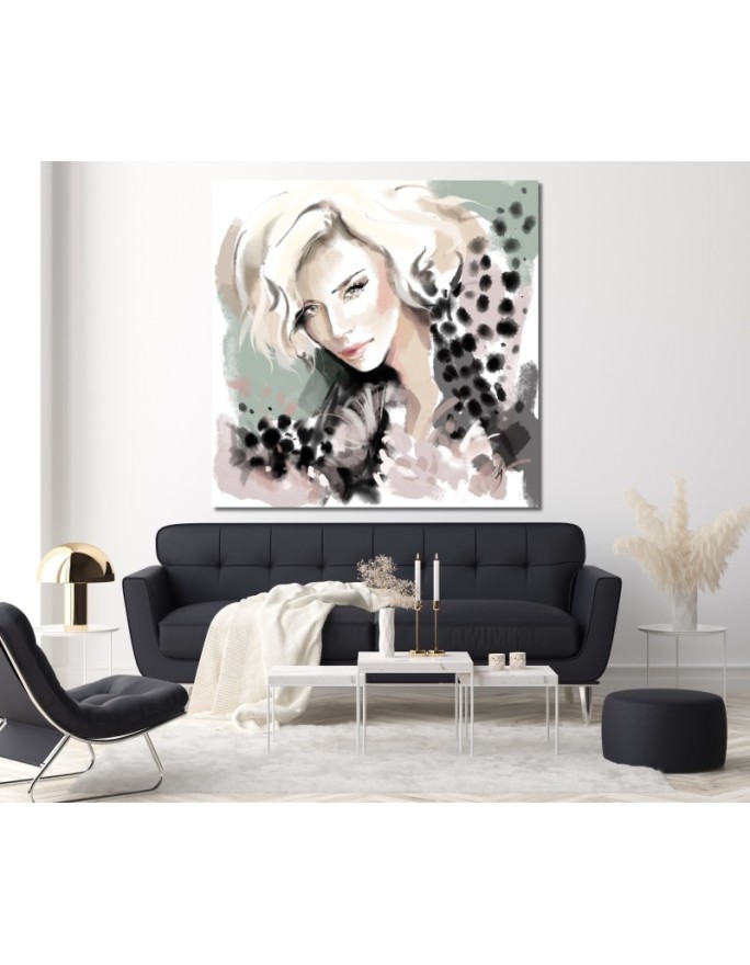Stylowe obrazy - Kobieta Blond Twarz Futro Moda Irina Sadykova | FEEBY
