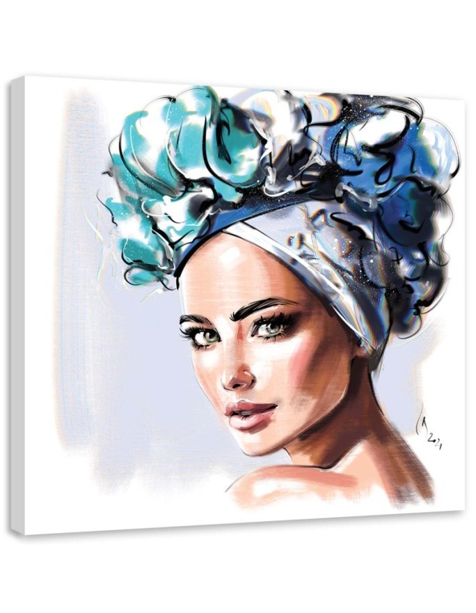Obrazy - Portret Piękna Kobieta Niebieskie Oczy Irina Sadykova | FEEBY