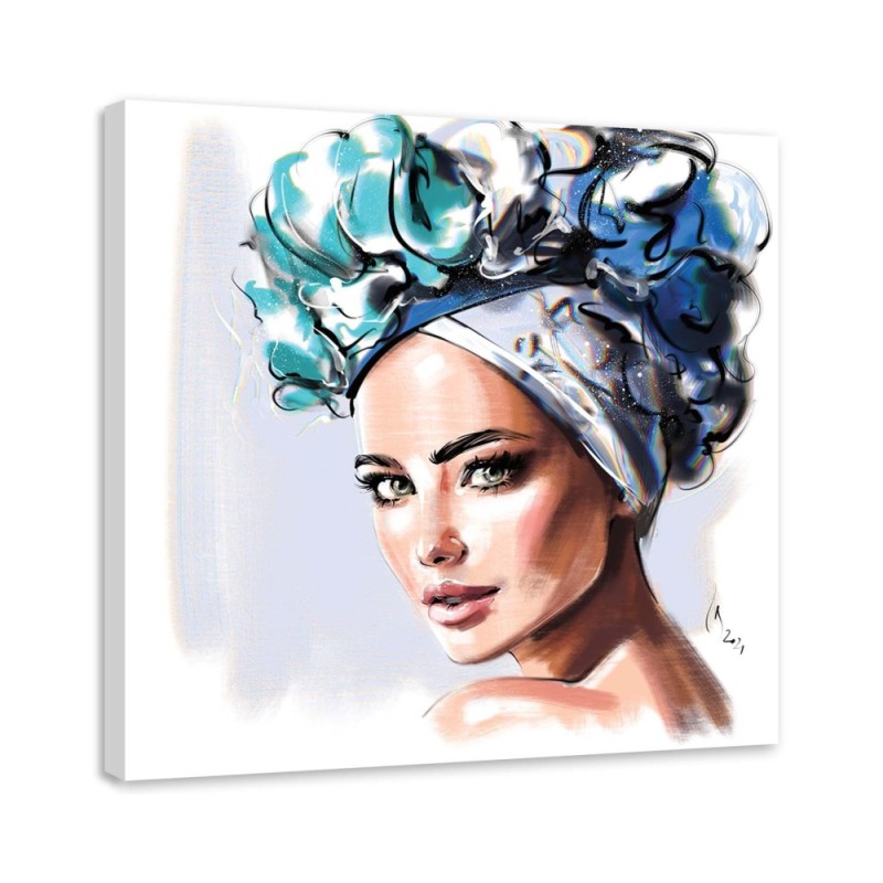 Obrazy - Portret Piękna Kobieta Niebieskie Oczy Irina Sadykova | FEEBY