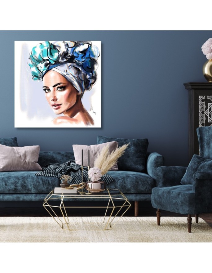 Obrazy - Portret Piękna Kobieta Niebieskie Oczy Irina Sadykova | FEEBY