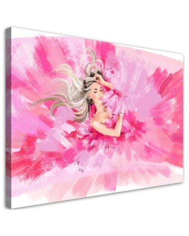 Modern Canvas painting - Fashion woman on pink background | FEEBY