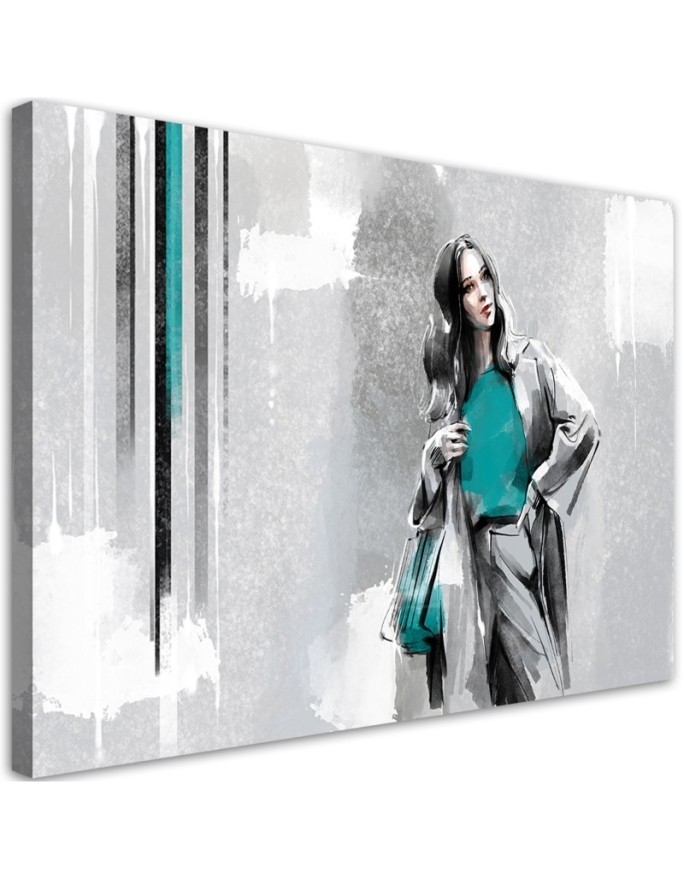Bild auf Leinwand - Eine Frau in einem Mantel | Feeby